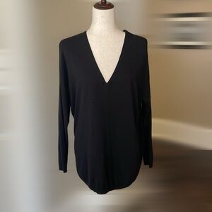 Ann Taylor Petite V-Neck Tunic Sweater Black LP